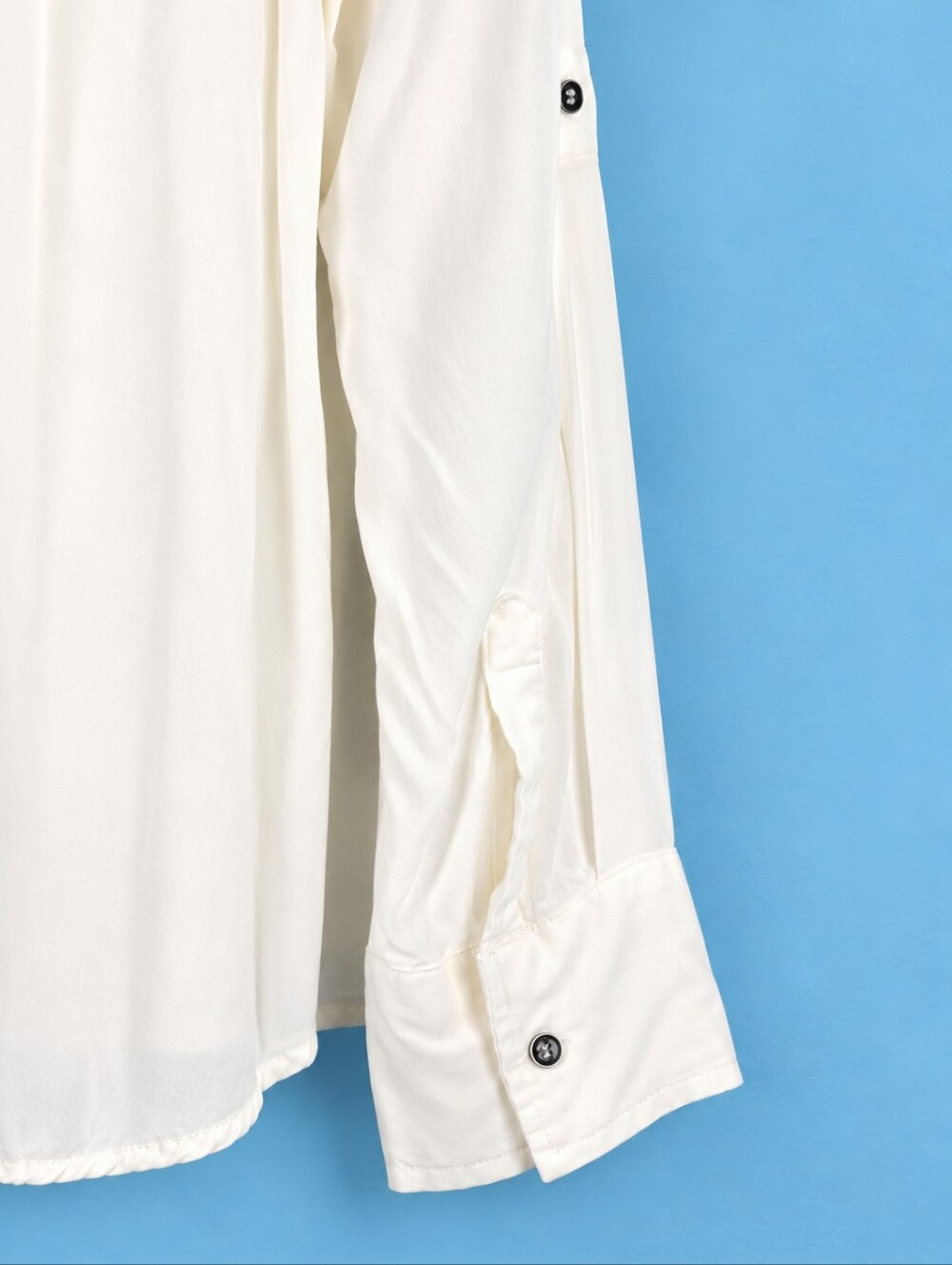 Faded Glory White Pleated Pintuck Button-tab Cuffed Long Sleeve Blouse Large - Picture 7 of 8